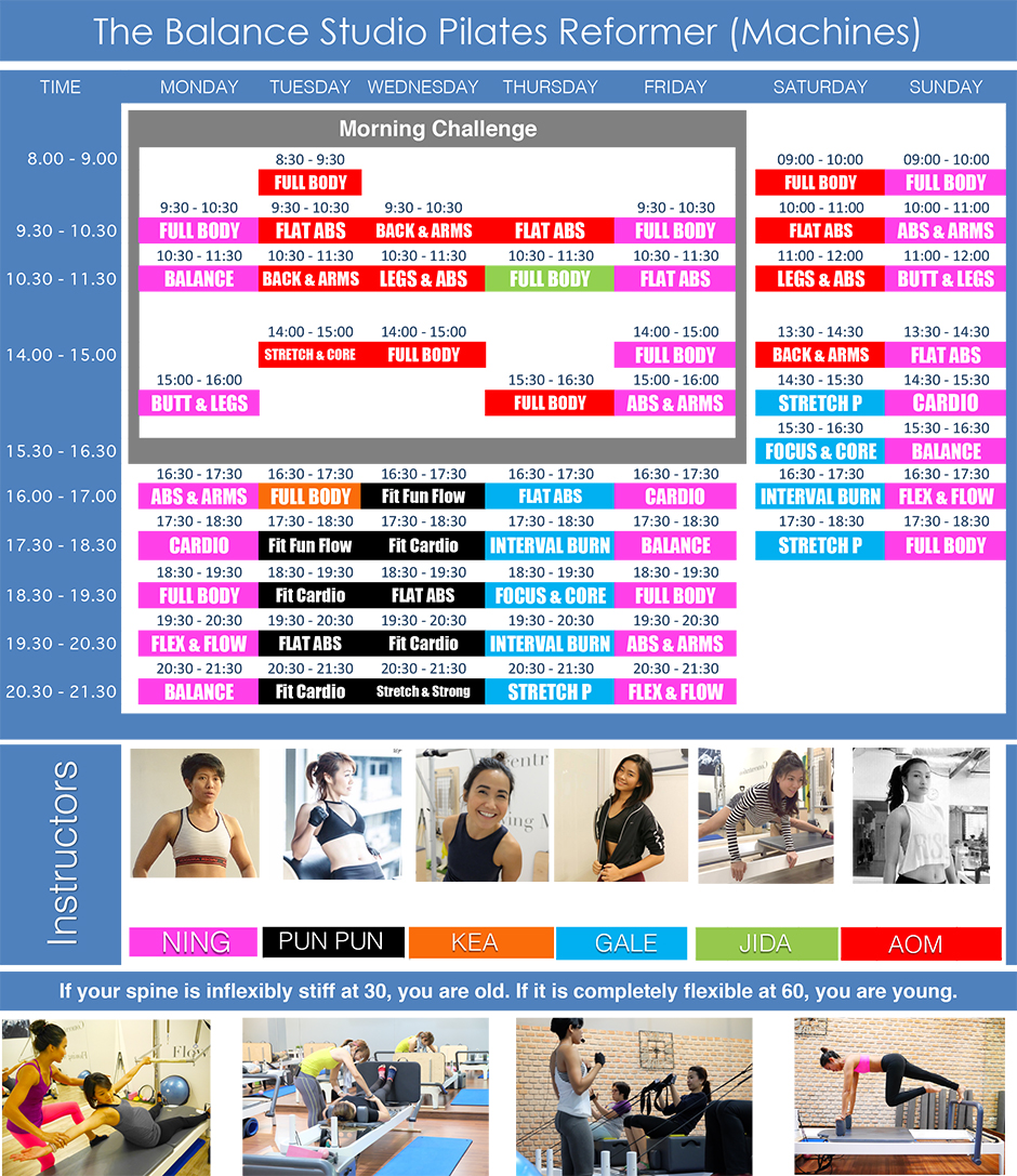 Pilates Bangkok at The Balance Studio schedule